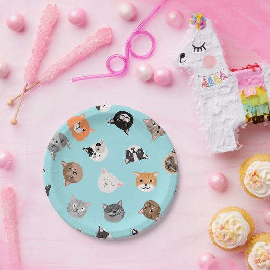 Katzenmuster Pappteller (Party)