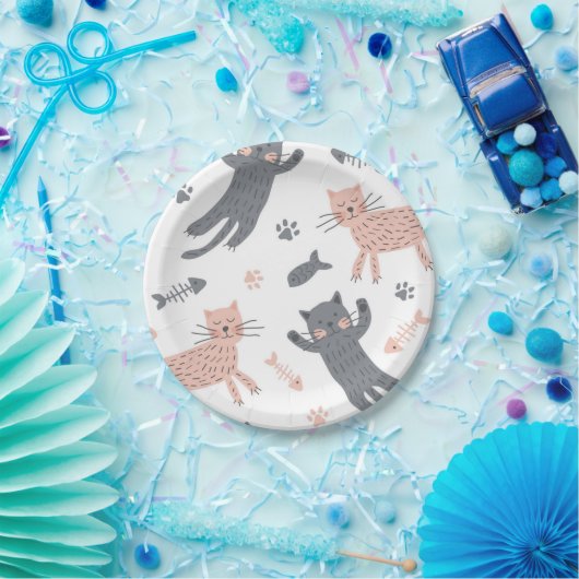 Katzenmuster Pappteller (Party)