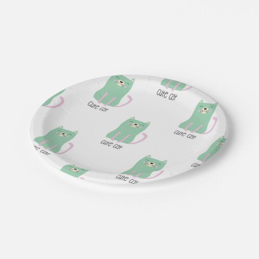 Katzenmuster Pappteller (Schrägansicht)