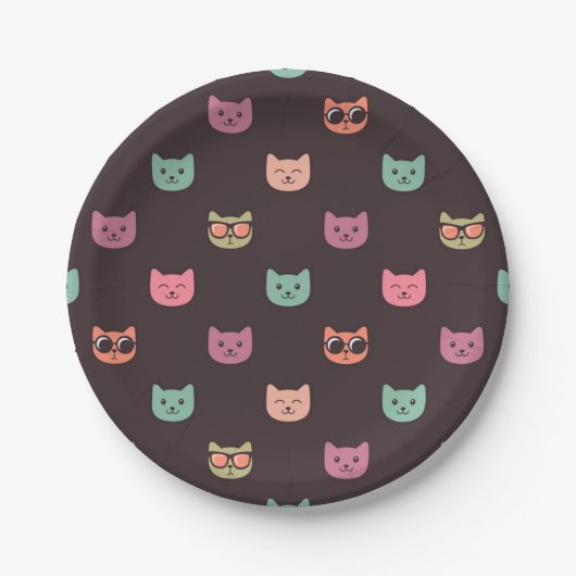 Katzenmuster Pappteller (Vorderseite)