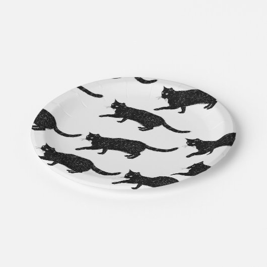 Katzenmuster Pappteller (Schrägansicht)