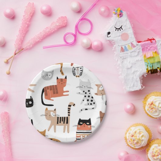 Katzenmuster Pappteller (Party)