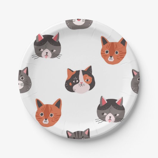 Katzenmuster Pappteller (Vorderseite)
