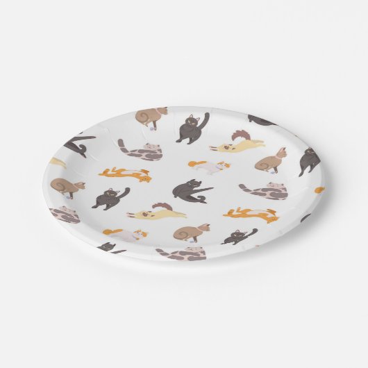 Katzenmuster Pappteller (Schrägansicht)