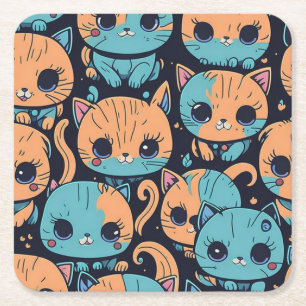 Katzenmuster Rechteckiger Pappuntersetzer