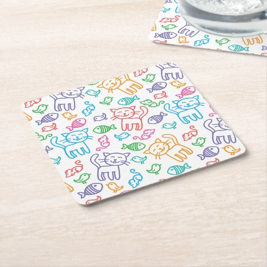 Katzenmuster Rechteckiger Pappuntersetzer (angewinkelt)