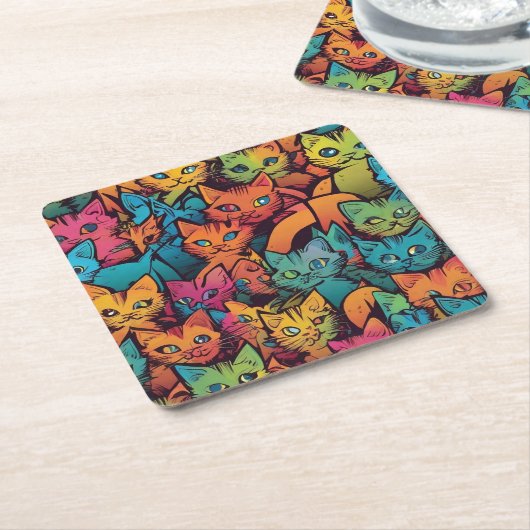 Katzenmuster Rechteckiger Pappuntersetzer (angewinkelt)