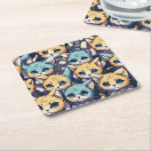 Katzenmuster Rechteckiger Pappuntersetzer (angewinkelt)