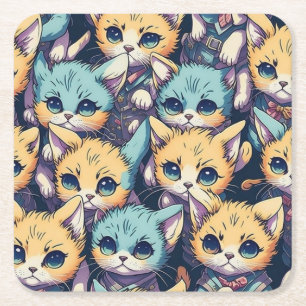 Katzenmuster Rechteckiger Pappuntersetzer