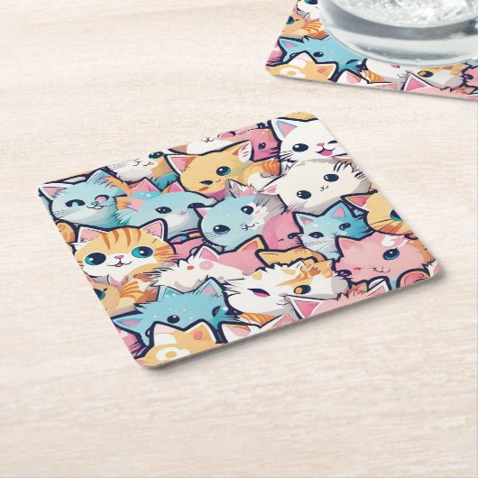 Katzenmuster Rechteckiger Pappuntersetzer (angewinkelt)