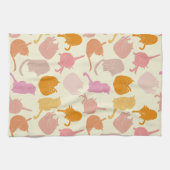 Katzenmuster Rosa Orangencreme Geschirrtuch (Horizontal)