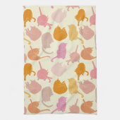 Katzenmuster Rosa Orangencreme Geschirrtuch (Vertikal)