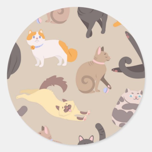 Katzenmuster Runder Aufkleber (Vorderseite)