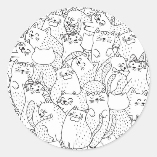 Katzenmuster Runder Aufkleber (Vorderseite)
