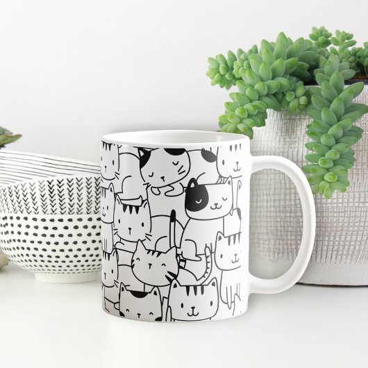 Katzenmuster Schwarz-Weiß-Niedlich Kaffeetasse