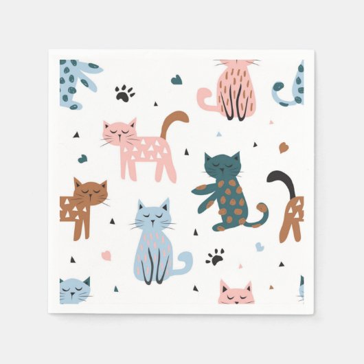 Katzenmuster Serviette (Vorderseite)
