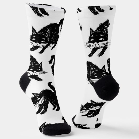 Katzenmuster Socken (Gewinkelt)