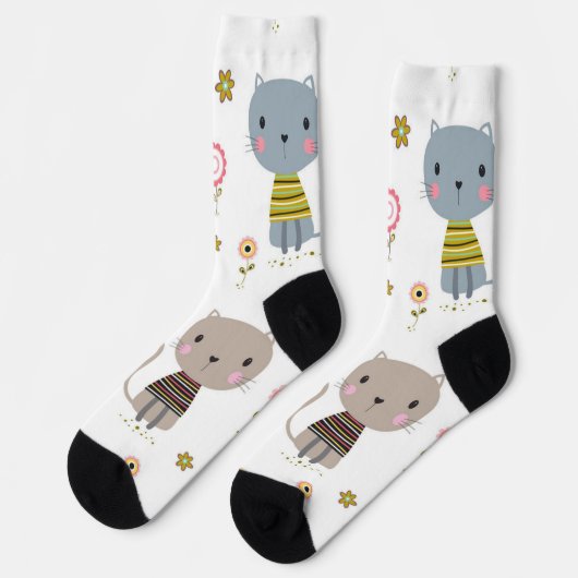 Katzenmuster Socken (Linkes Detail)