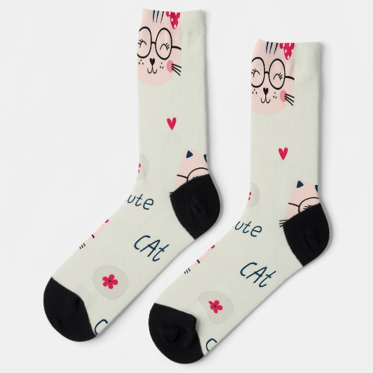 Katzenmuster Socken (Linkes Detail)