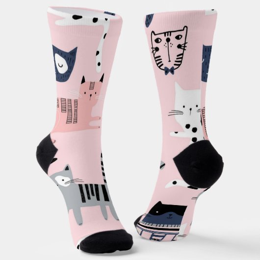 Katzenmuster Socken (Gewinkelt)