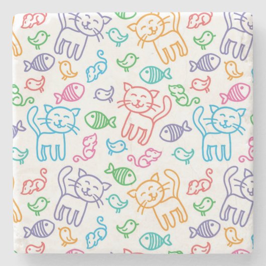 Katzenmuster Steinuntersetzer (Vorderseite)