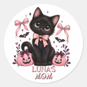 Katzenmutter Coquette Schwarze Katze, Katzenmutter Runder Aufkleber