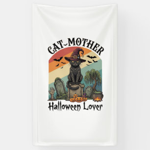 Katzenmutter Halloween Liebhaber schwarzer Hexenhu Banner