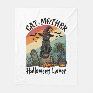 Katzenmutter Halloween Liebhaber schwarzer Hexenhu Fleecedecke