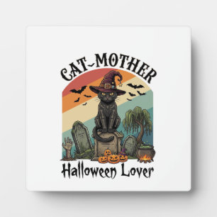 Katzenmutter Halloween Liebhaber schwarzer Hexenhu Fotoplatte