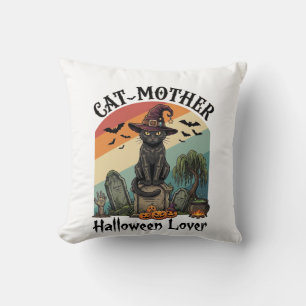 Katzenmutter Halloween Liebhaber schwarzer Hexenhu Kissen