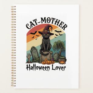 Katzenmutter Halloween Liebhaber schwarzer Hexenhu Planer