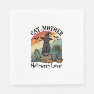 Katzenmutter Halloween Liebhaber schwarzer Hexenhu Serviette
