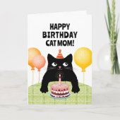 Katzenmutter Happy Birthday Karte mit schwarzem Kä (Vorderseite)