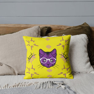 Katzenmutter Haustierliebhaber Modern Cute Lila He Kissen