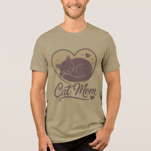 Katzenmutter-Herz-Silhouette Minimalist T-Shirt Tri-Blend Shirt