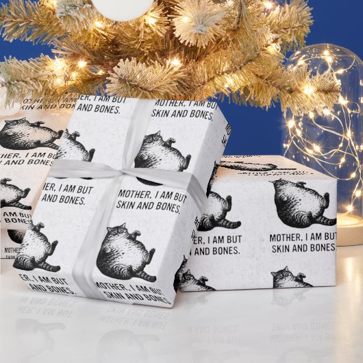 Katzenmutter, ich bin aber nur Haut und Knochen fü Geschenkpapier (Feiertage)