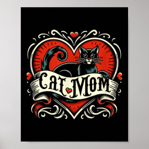 Katzenmutter im Vintage-Tattoo-Stil Lustige Tattoo Poster