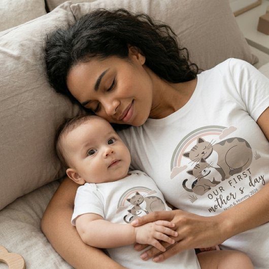 Katzenmutter Kätzchen Erstes Muttertag Pastell Reg T-Shirt