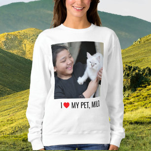 Katzenmutter Kind Liebe Haustier Foto Rotes Herz S Sweatshirt