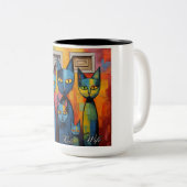 Katzenmutter, Kinder, Ehefrau Zweifarbige Tasse (VorderseiteRechts)