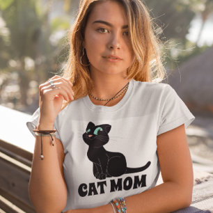 KATZENMUTTER LÄCHELNDE SCHWARZE KATZE T-SHIRTS TEE
