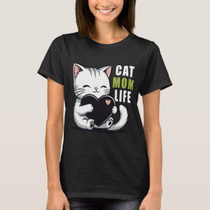 Katzenmutter Leben - Süße Kawaii Weiße Katze hält  T-Shirt