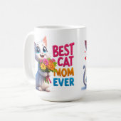 Katzenmutter Liebe Mit Blumen Und Herzen 🐱 Kaffeetasse (Vorderseite Links)