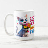 Katzenmutter Liebe Mit Blumen Und Herzen 🐱 Kaffeetasse (Links)