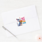 Katzenmutter Liebe Mit Blumen Und Herzen 🐱 Quadratischer Aufkleber (Umschlag)