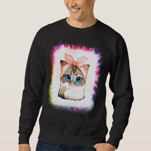Katzenmutter liebt R Vater Junge Mädchen Tie Dye   Sweatshirt (Vorderseite)