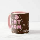 KATZENMUTTER mit rosa Blume Tasse (Vorderseite Links)
