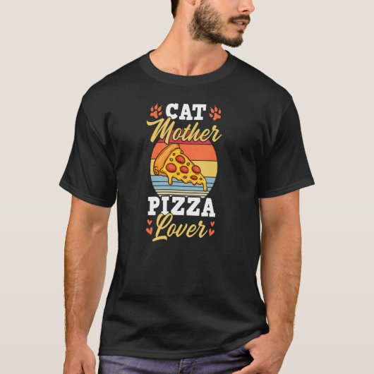 Katzenmutter Pizza Katzenmama Muttertag T-Shirt (Vorderseite)
