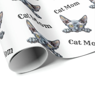 Katzenmutter schaut hervor Dwelf Wiederholungsmust Geschenkpapier