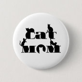 Katzenmutter-Silhouette-Typografie Button (Vorderseite)